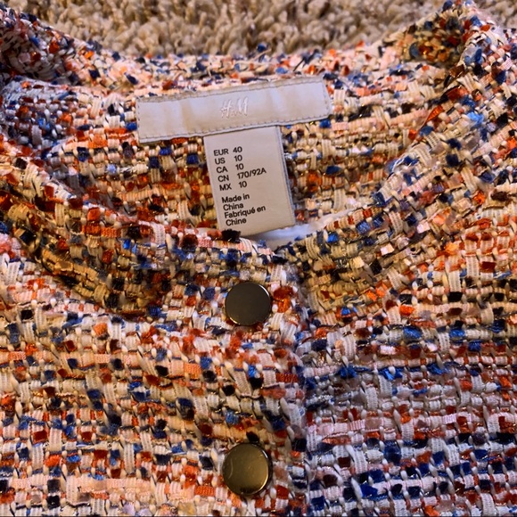 H&M Tweed Jacket - Pink / Blue size 10 - Picture 3 of 6